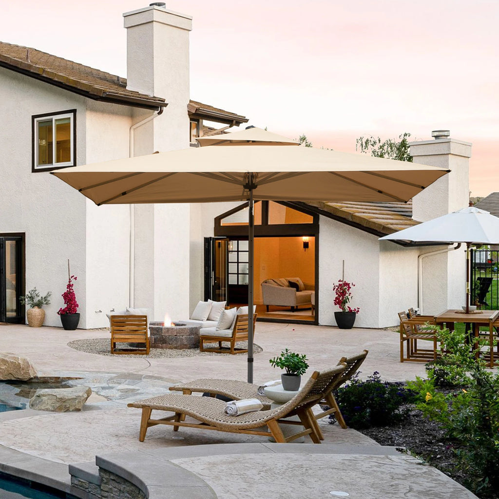 9*11 FtRectangle Cantilever Patio Umbrella with Center Pole Elegant
