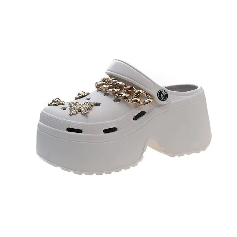 Sandalia Plataforma Comfortable Bling Rhinestone Thick Sole Summer