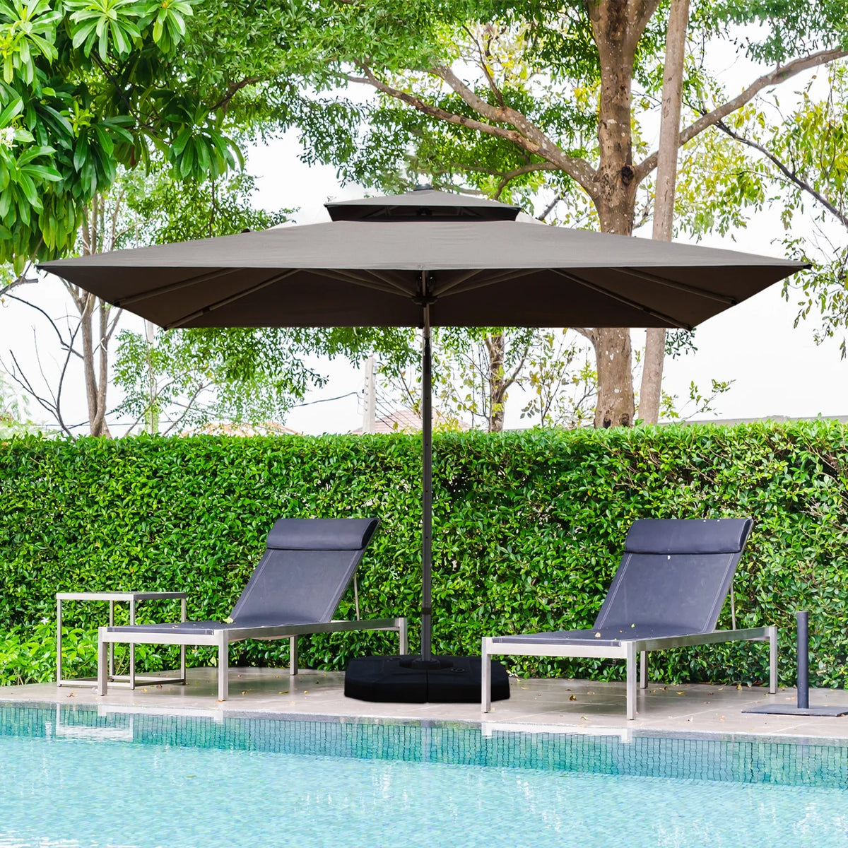 9*11 FtRectangle Cantilever Patio Umbrella with Center Pole Elegant