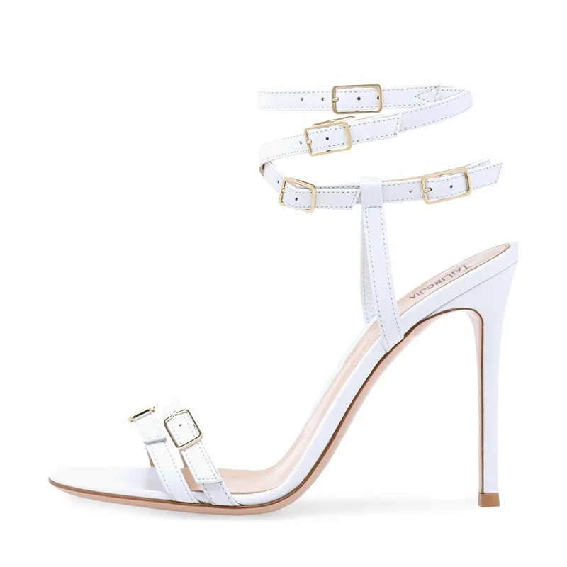 Trendy Multi Buckle Caged Sandal Womens Stiletto Heel Sandals