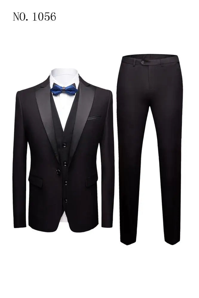 Morili Navyblue Color Groomsmen V Neck 3 Pieces Men's Wedding Suit for Men