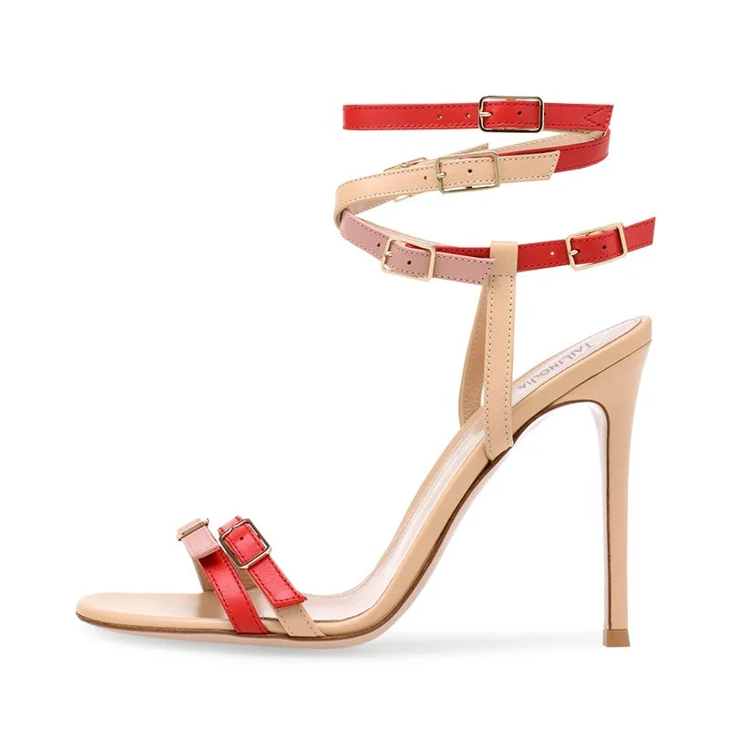 Trendy Multi Buckle Caged Sandal Womens Stiletto Heel Sandals