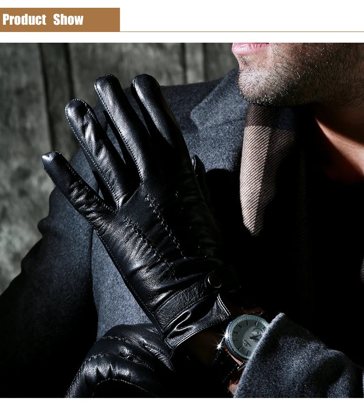 Avenzo Sheepskin Leather Winter Riding Gloves
