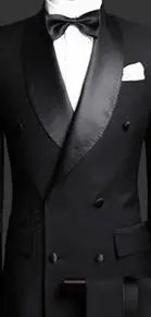 Black Formal Business Coat Pant Men Shawl Lapel Double Breasted Office