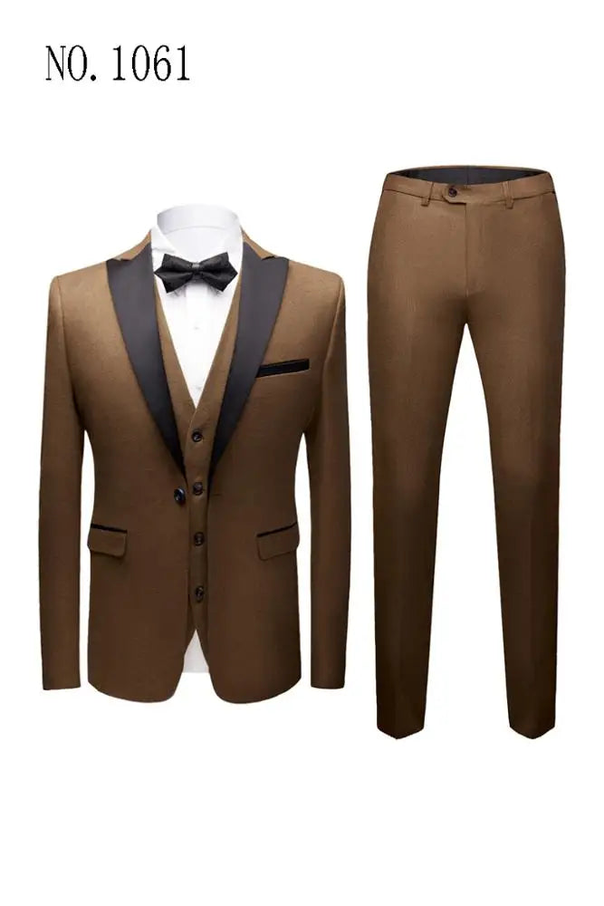 Morili Navyblue Color Groomsmen V Neck 3 Pieces Men's Wedding Suit for Men