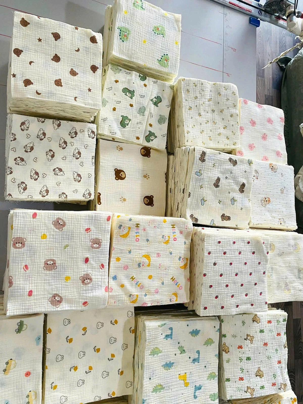 Baby Muslin Cotton Burp Cloth Square 20x20cm Ultra Soft Absorbent Printed