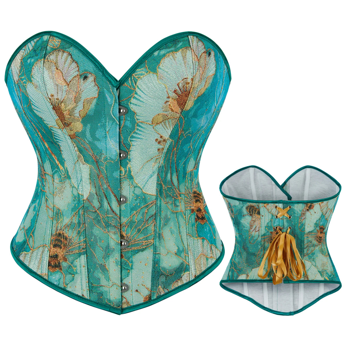 Bustier Vintage Shapewear 3D Embroidery Camisole Green Bodice Women's