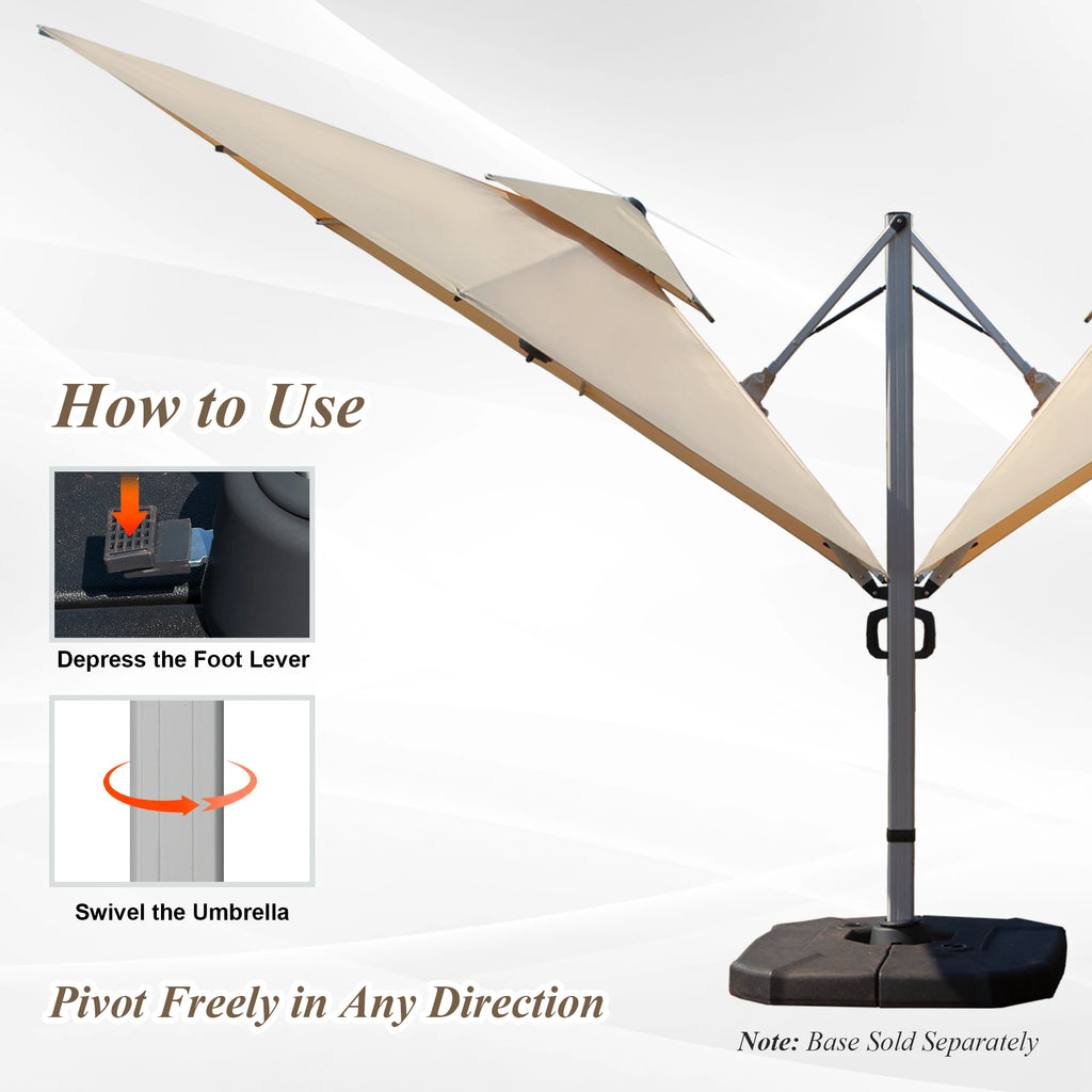 9*11 FtRectangle Cantilever Patio Umbrella with Center Pole Elegant