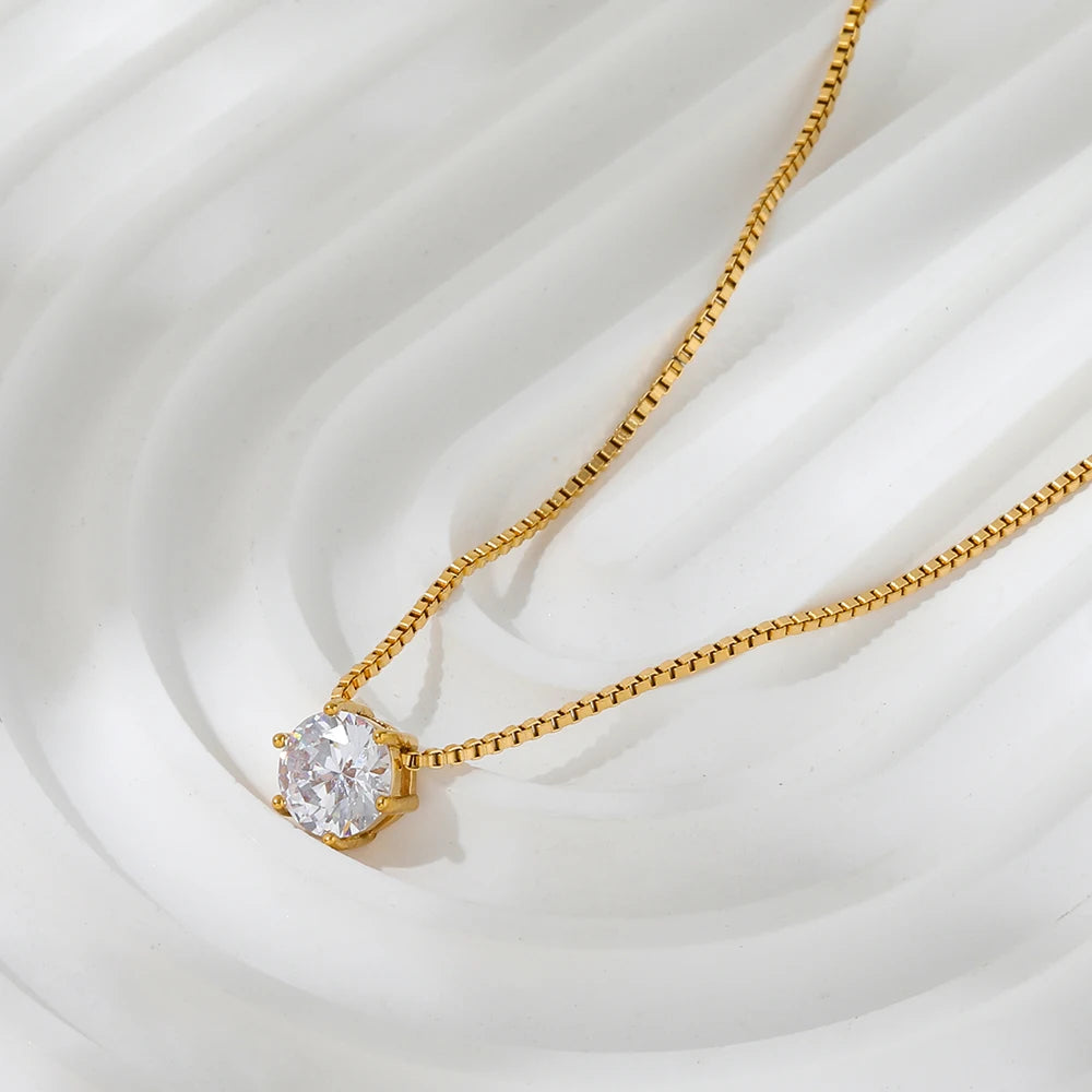 Avenzo 18K Plated Diamond Pendant Necklace