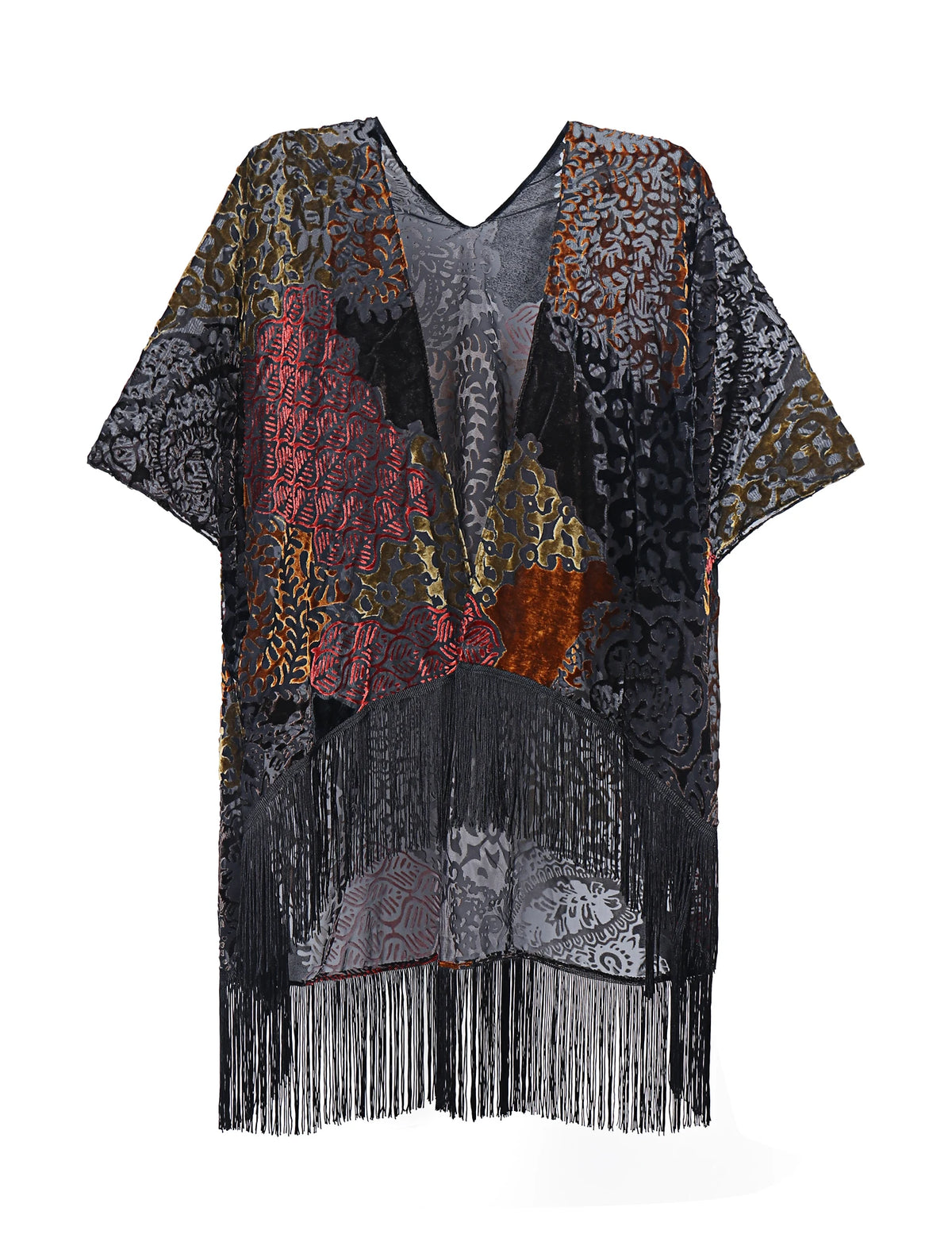 Best Quality Burnout Velvet Ladies Kimono Unique Design Burnout Velvet