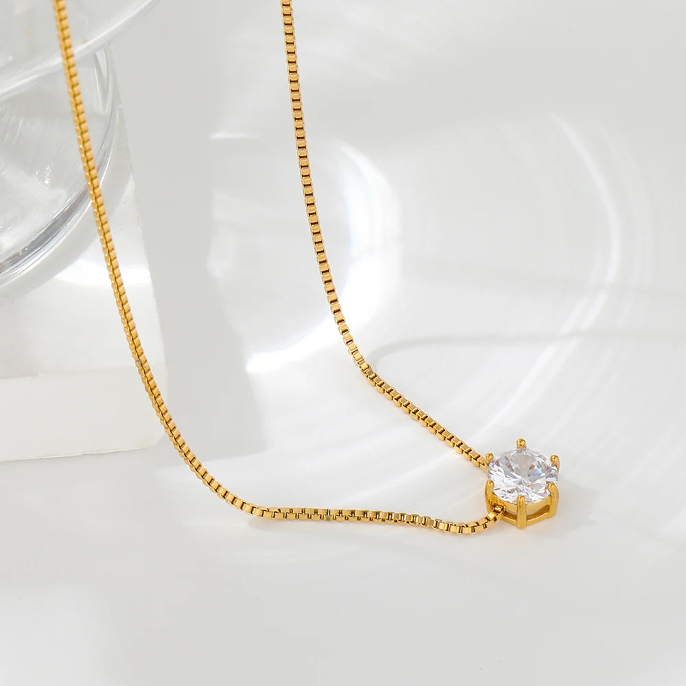 Avenzo 18K Plated Diamond Pendant Necklace