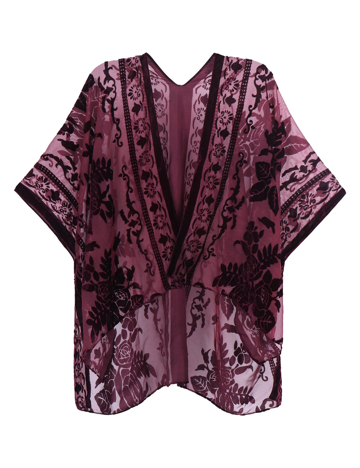 Best Quality Burnout Velvet Ladies Kimono Unique Design Burnout Velvet