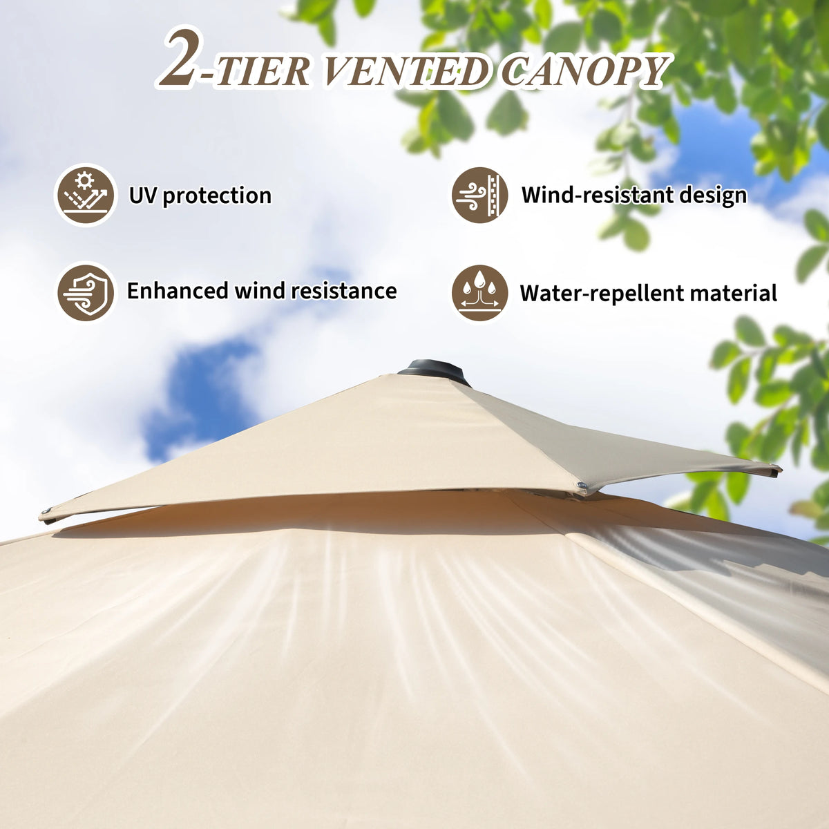 9*11 FtRectangle Cantilever Patio Umbrella with Center Pole Elegant