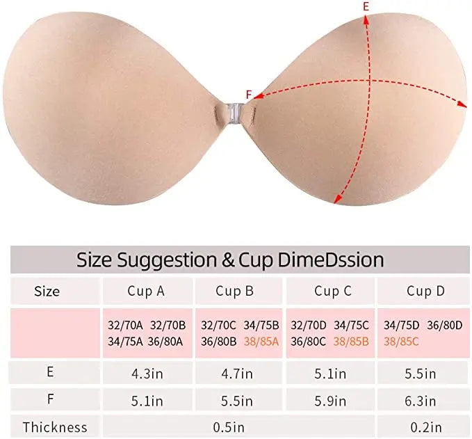Avenzo Backless Strapless Push-Up Silicone Bra