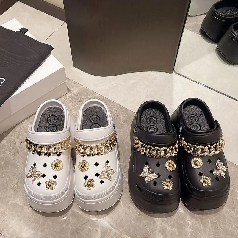 Sandalia Plataforma Comfortable Bling Rhinestone Thick Sole Summer