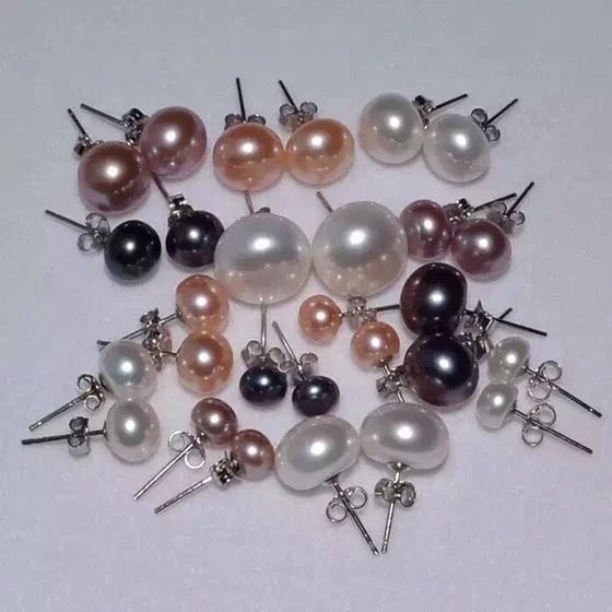 Factory Price AA 7-8mm Button Round Natural Freshwater Pearl Jewelry Set