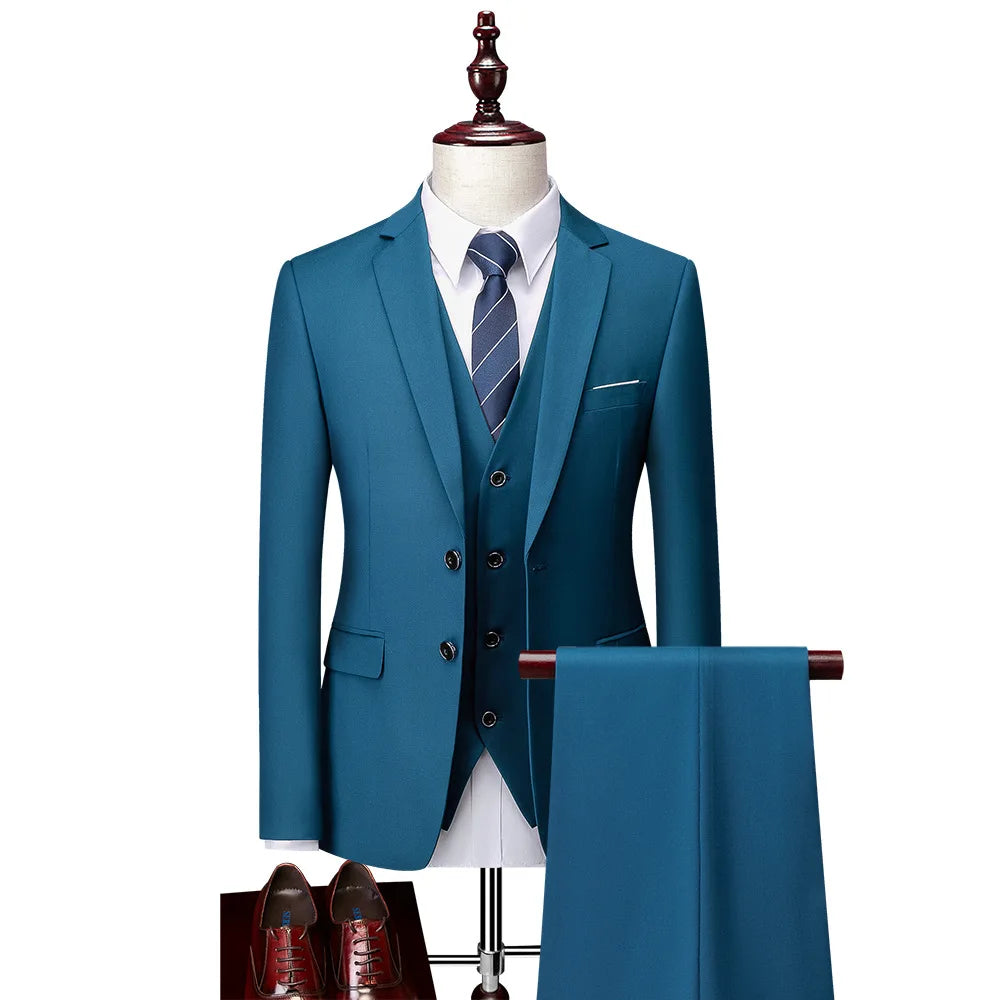 Fashion Boutique Plaid Casual Business Men's Suit Groom Wedding Dress