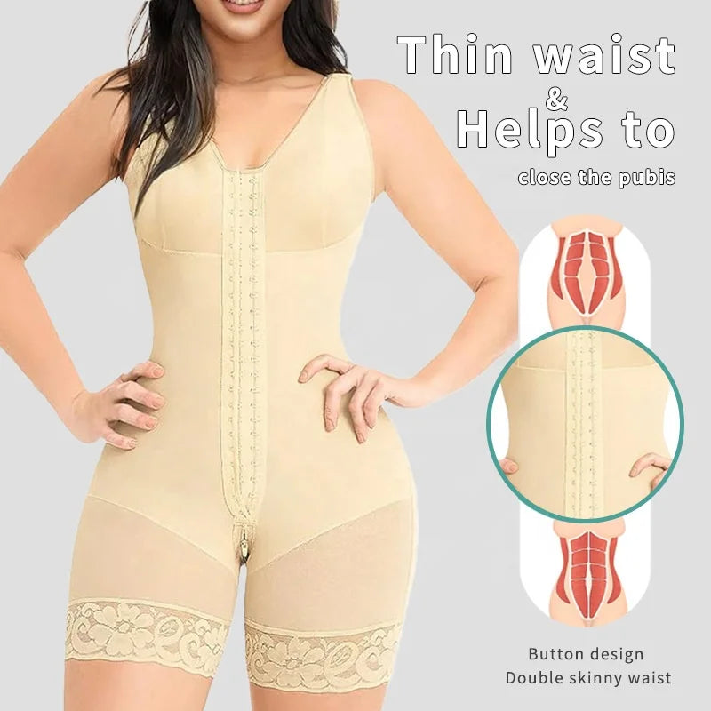 Women Post Surgery Shapewear Faja Postparto Front Hooks Full Body Shaper