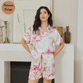 FUNG 8009 Silky Satin Floral Bridesmaid Pajamas, Watercolor Print Short