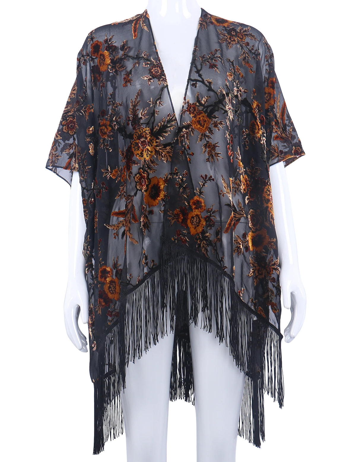 Best Quality Burnout Velvet Ladies Kimono Unique Design Burnout Velvet