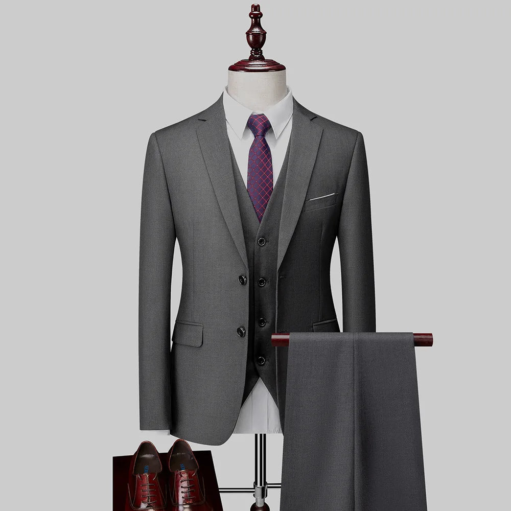 Fashion Boutique Plaid Casual Business Men's Suit Groom Wedding Dress