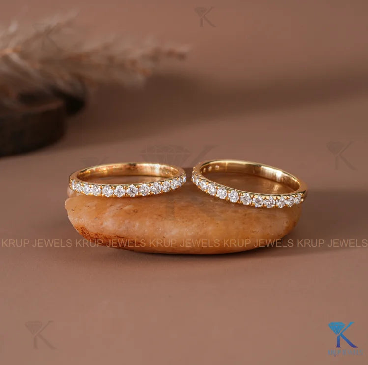 Timeless Platinum Pave Half Eternity Ring Minimalist Elegant Stackable