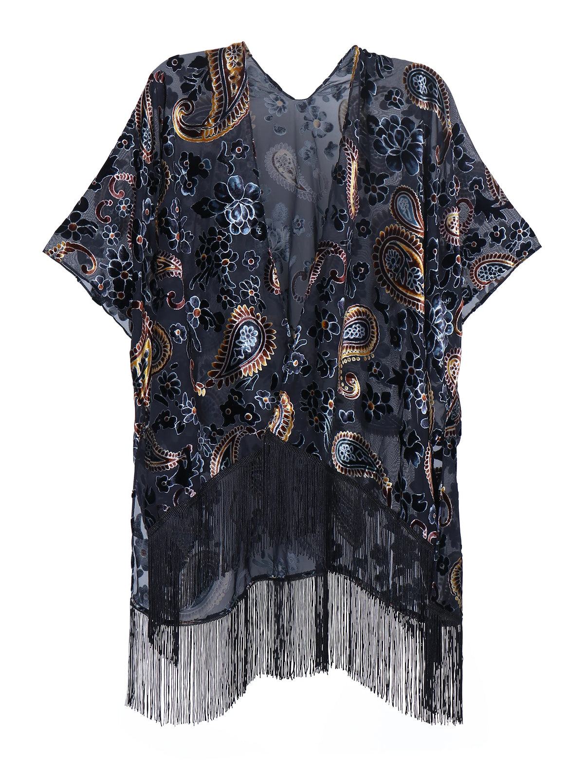 Best Quality Burnout Velvet Ladies Kimono Unique Design Burnout Velvet