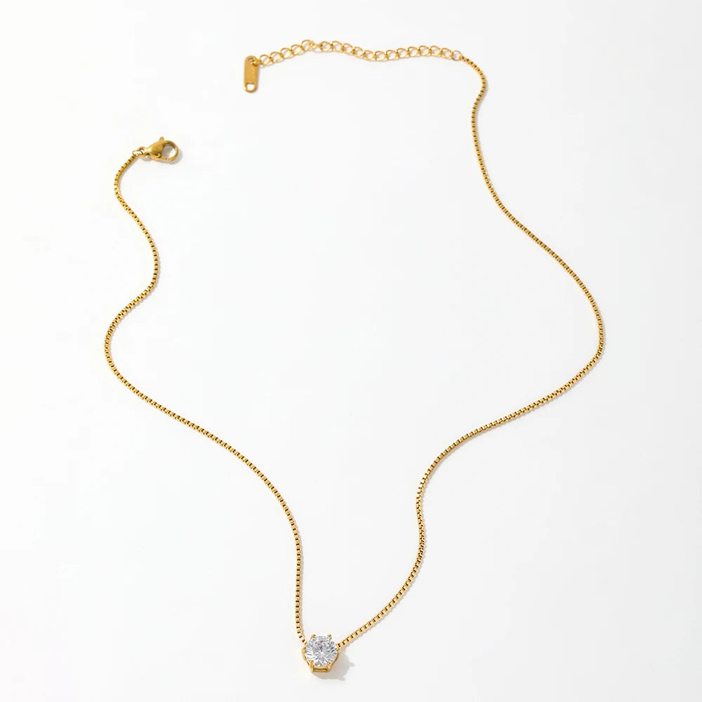 Avenzo 18K Plated Diamond Pendant Necklace