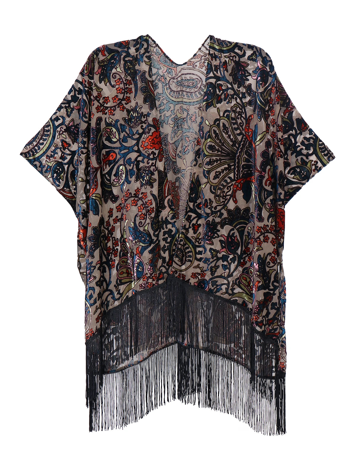 Best Quality Burnout Velvet Ladies Kimono Unique Design Burnout Velvet