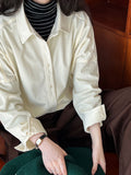 Lushi Japanese-Style Minimalist Thickened Brushed Corduroy Shirt for Women