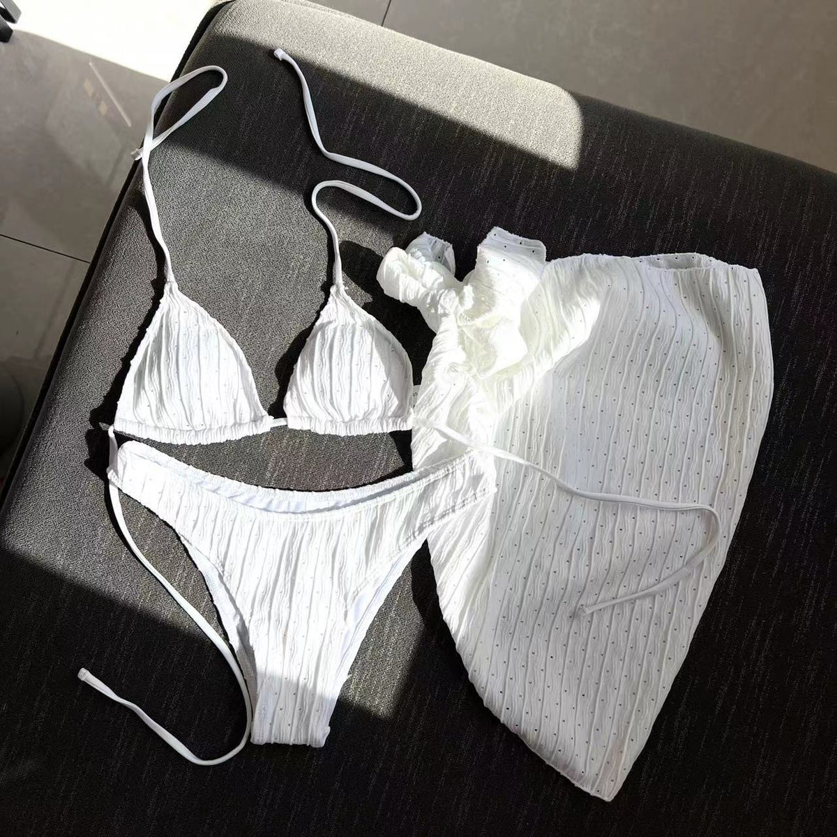 New Swimsuit Three-Piece Backless Drawstring Strap Bikini Three-Piece