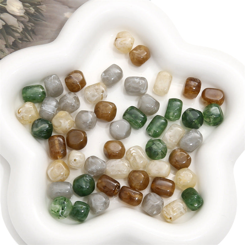 Acrylic Imitation Amber Stone Irregular Round Beads Loose Beads DIY