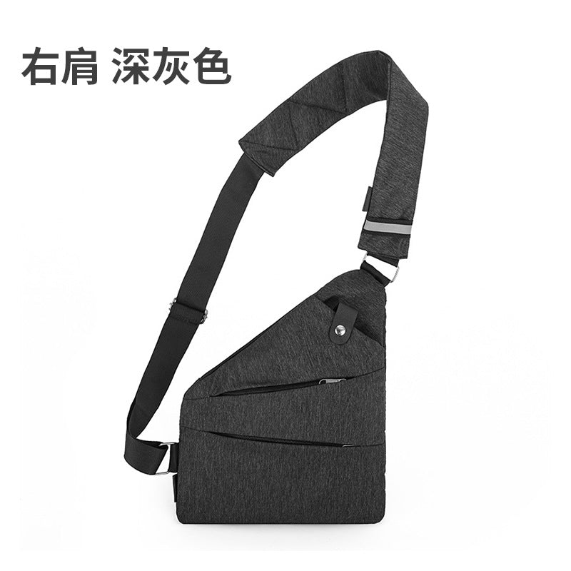 Right shoulder gun bag nylon chest bag men's lightweight simple large