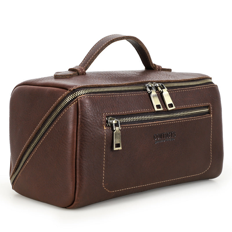 Black Angel Full Grain Top Layer Cowhide Unisex Handbag Multifunctional