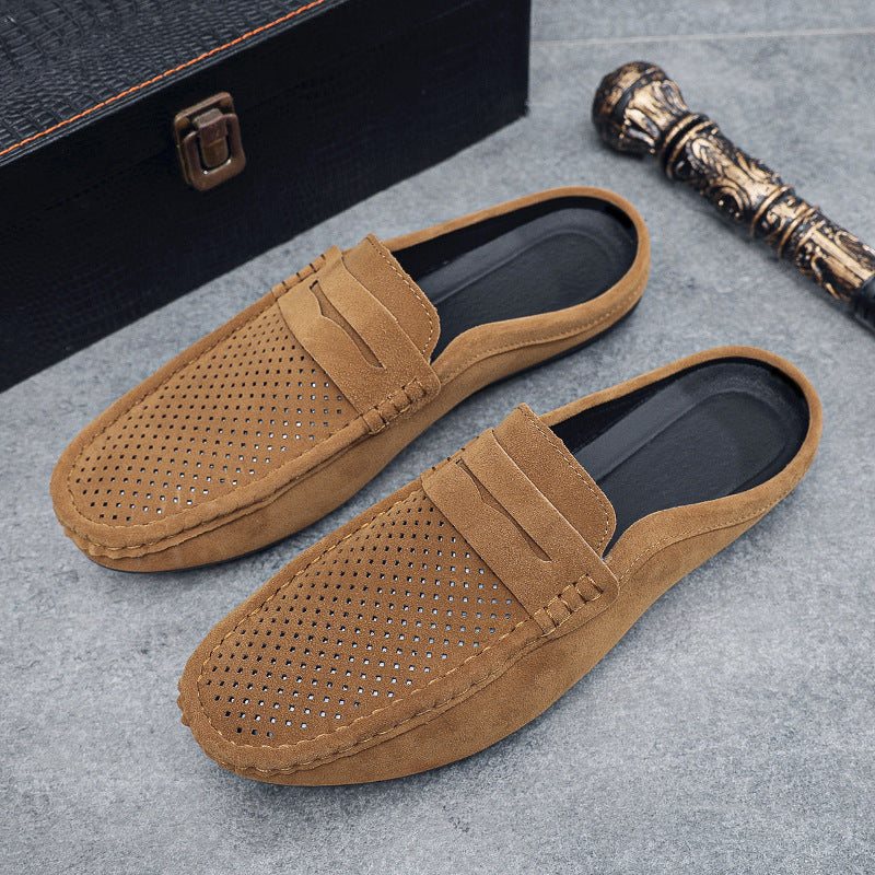 Men's Beanie Shoes, Half-Cup Breathable Toe-Toe Slip-Ons, Slip-On