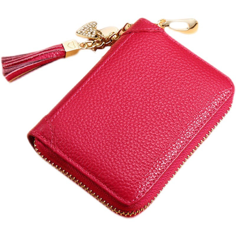 Card Bag Women's Multi-Card Cowhide Anti-Theft Brush RFID Leather