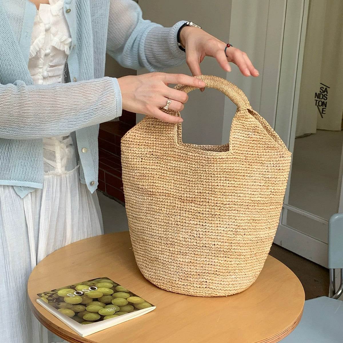New High-End Raffia Woven Bag, Handmade Straw Bag, Seaside Vacation Beach