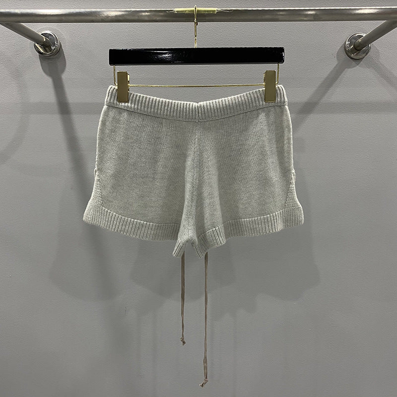 Dark Style Shorts, Fashionable Wool Knit, Comfortable Black and Gray