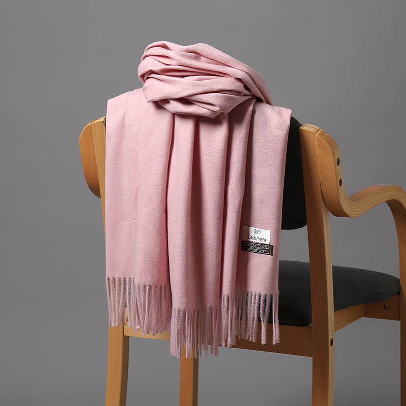 Autumn and Winter Sky Pure Color Imitation Cashmere Scarf Single Color