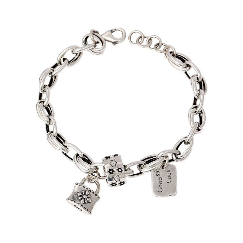 Six-pointed Star Old 925 Sterling Silver Bracelet Women's Autumn and