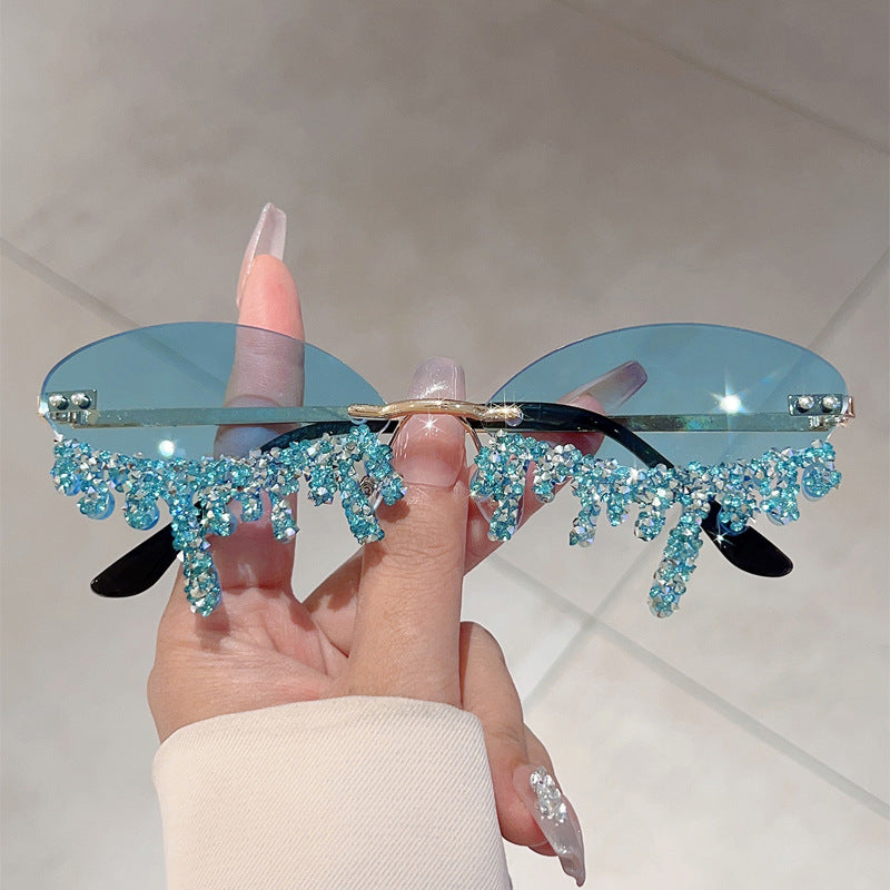New Borderless Diamond-encrusted Angel Tears Sunglasses Spice Girls Street