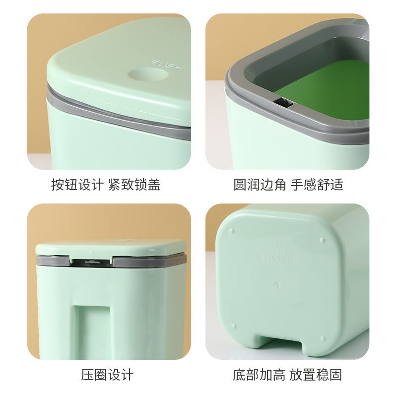 Small Desktop Trash Can for Home Office High-End Dormitory Press with Lid