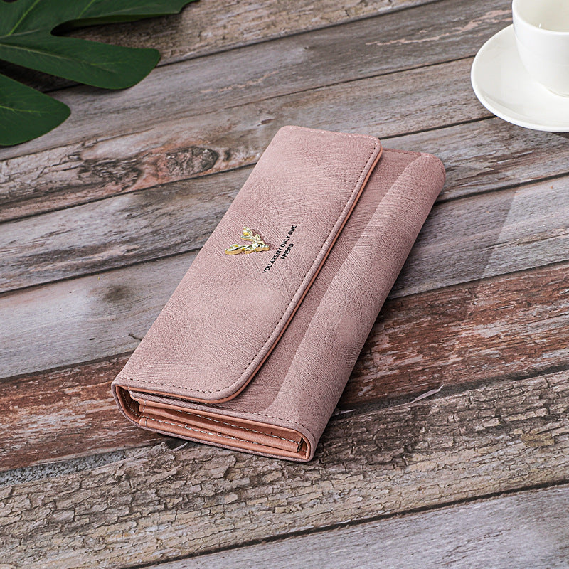 Long Women's Wallet Frosted Cover Wallet Soft Leather Wallet Fashion Retro