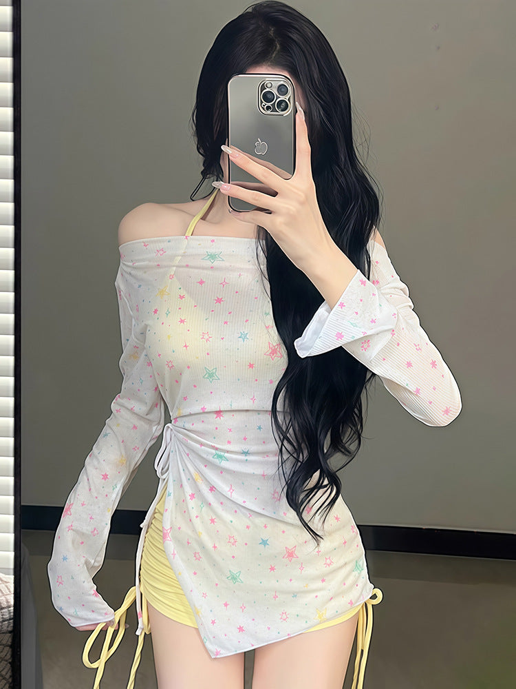 New Split Swimsuit Women's Bikini Three-Piece Cover-Up Long-Sleeved Sun