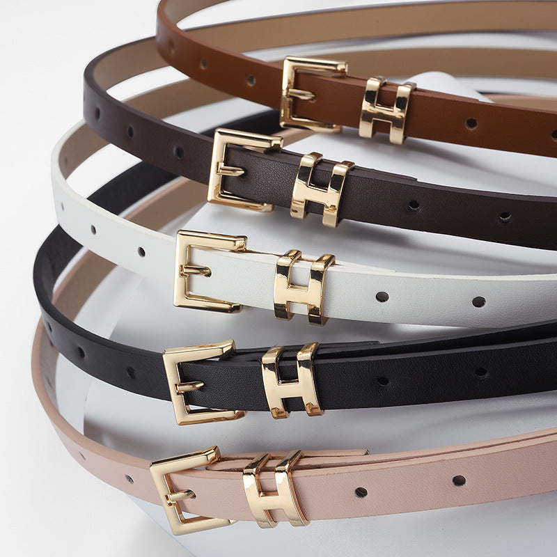 New Hot-Selling I-Buckle Thin Belt for Women, Fashionable, High-End