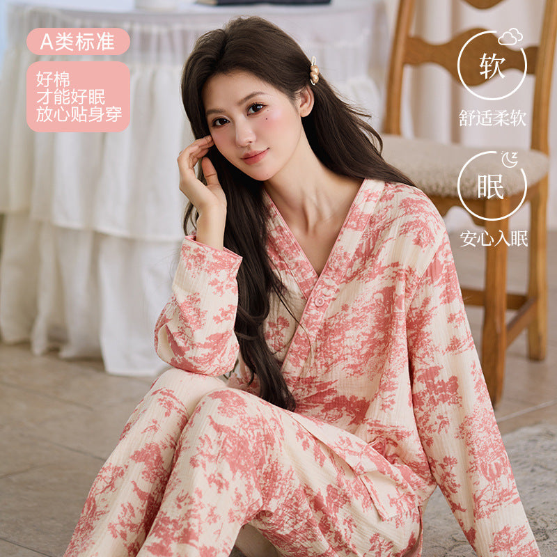 New Chinoiserie Pure Cotton Double-Layer Cotton Gauze Women's Pajamas