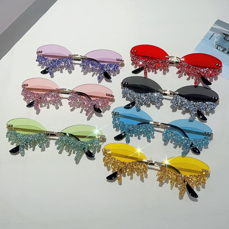 New Borderless Diamond-encrusted Angel Tears Sunglasses Spice Girls Street