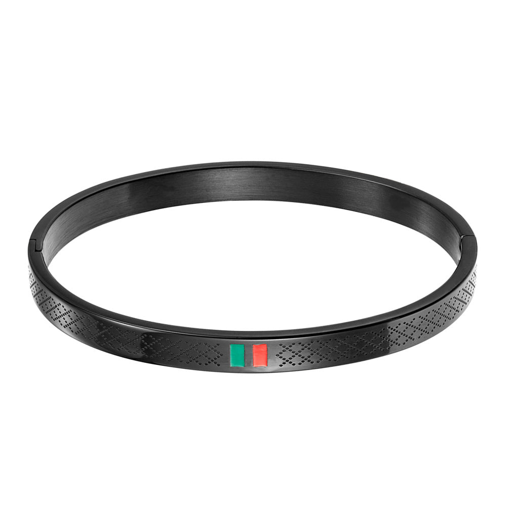 stainless steel men's bracelet with red and green tape ring steel gold and