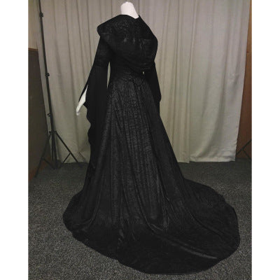 Women's Cos Clothing Medieval Retro Style Wedding Dress 4-Color Hooded