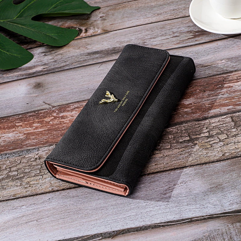 Long Women's Wallet Frosted Cover Wallet Soft Leather Wallet Fashion Retro
